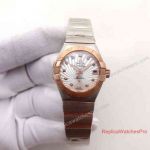 Swiss Replica Omega Constellation Date Watch Ladies 27mm 2-T Rose Gold